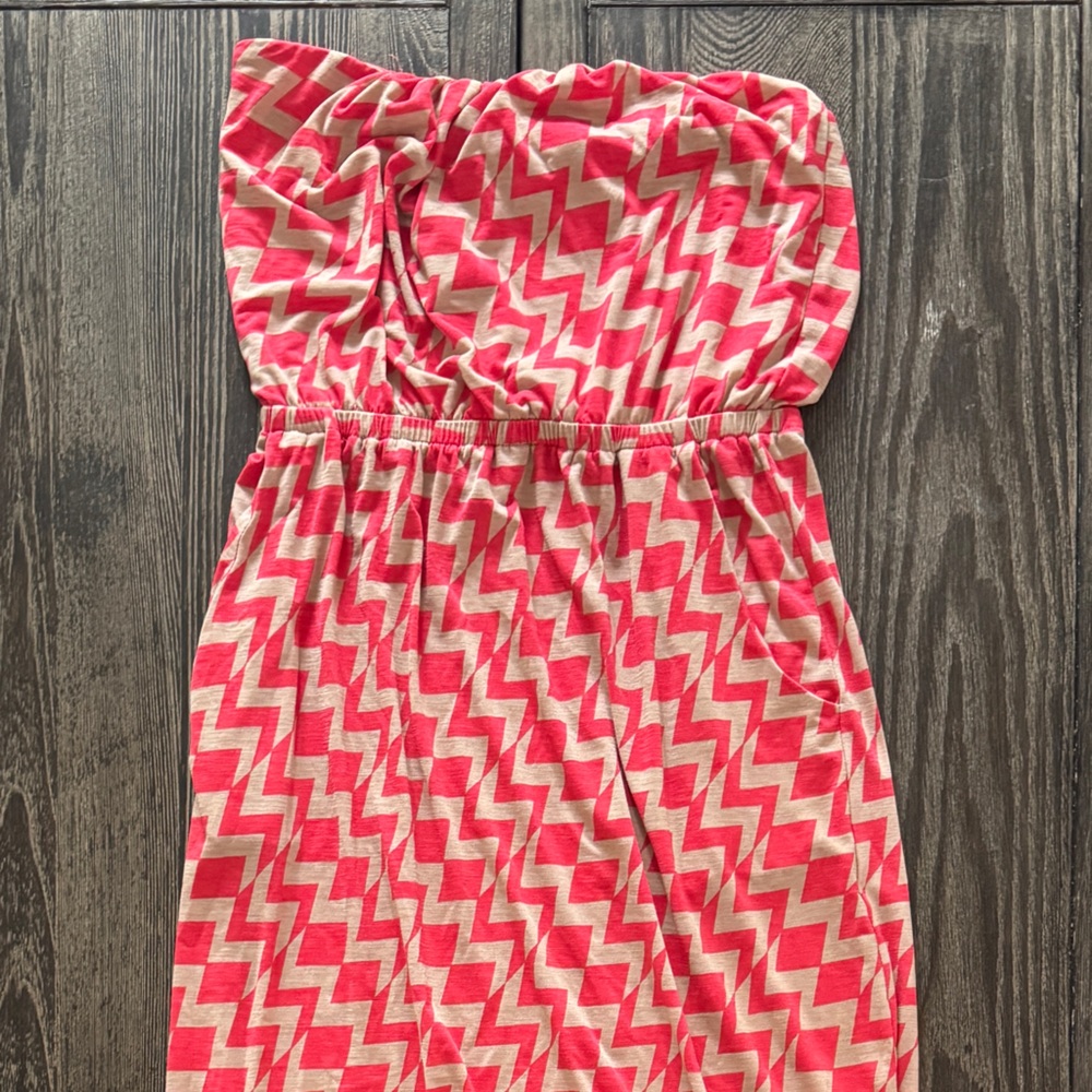 Trixxi Pink and White Zigzag Maxi Skirt